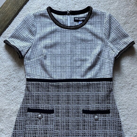 NWOT Karl Lagerfeld Casual Tweed Pencil Dress Size 10 - Picture 2 of 14